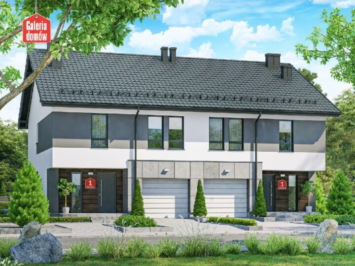 Nowoczesny bliźniak z pełnym piętrem – prosty i ekonomiczny projekt dla dewelopera.